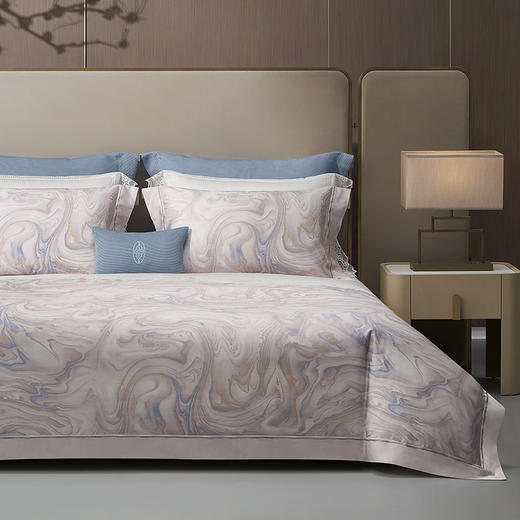 whinny/惠谊 新中式100S长绒棉独幅数码印花四件套 海纳百川 商品图0