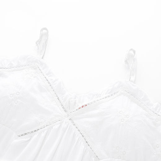 「3D版型裁剪！莫代尔材质」吊带睡裙女夏性感蕾丝公主宫廷白色睡衣 宽松带胸垫莫代尔家居服裙子 商品图1