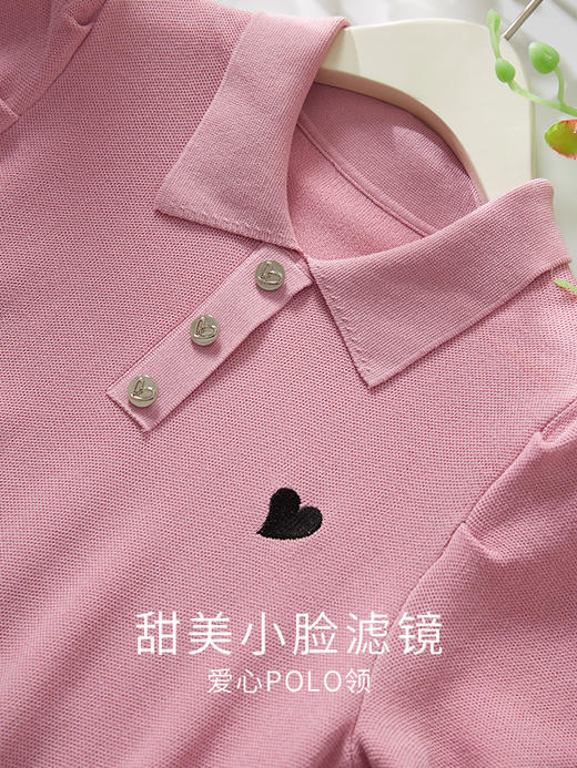 【专属特价】熙世界复古POLO领针织衫女短袖薄款冰丝通勤休闲上衣2025夏新款 商品图3
