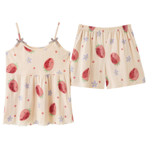 「两件套！数款可选」睡衣女夏季薄款棉吊带睡裙清新休闲外穿家居服加大码套装上衣裤子 商品图4