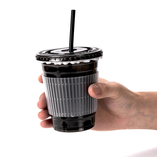 喇叭花冰咖啡杯黑色冷饮杯pet塑料小黑杯一次性饮料杯奶茶杯100个 商品图3