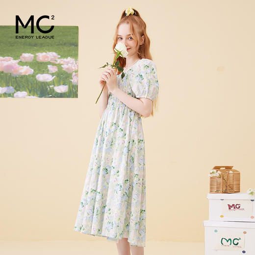 女装方领短袖棉布碎花连衣裙Q3222316 商品图3