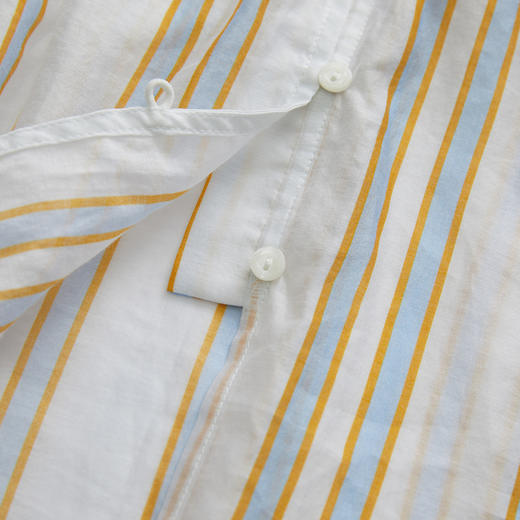 谜底2023夏新款通勤OL风条纹衬衫修身系带V领衬衣短袖女232MC0571 商品图3