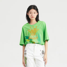 谜底大廓形圆领T恤短袖女2023夏季新款绣花宽松套头上衣236MT7106