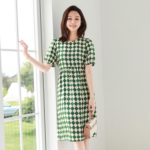 火桐hooton斜纹绸法式棋盘格连衣裙YT2050 商品图5