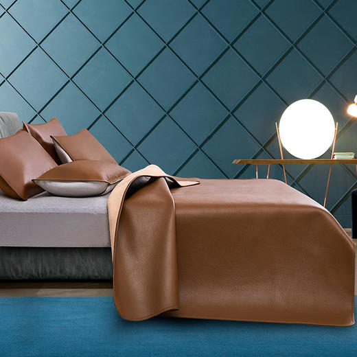 纯色草本植鞣头层水牛皮席（马鞍棕/月灰）塔山 商品图4