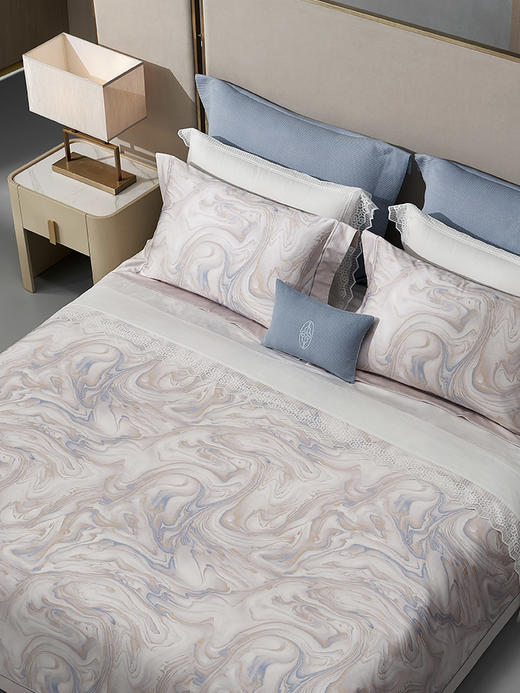 whinny/惠谊 新中式100S长绒棉独幅数码印花四件套 海纳百川 商品图1