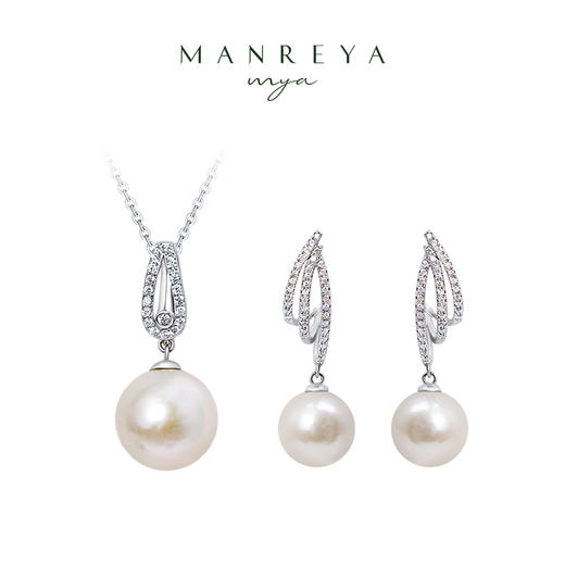 Manreya玛芮雅“白羽之梦” 爱迪生珍珠耳环+项链饰品套装小众原创轻奢 商品图0