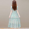 修身时尚，夏款长款印花拼接雪纺裙娃娃领短袖气质休闲连衣裙QYM-CR-DQ22866-L 商品缩略图2