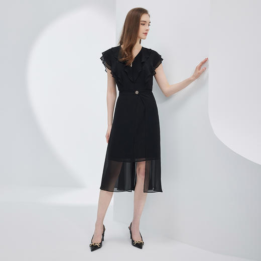 NF8X3斯尔丽瑟俪2023夏季新款荷叶领法式浪漫轻薄柔美连衣裙 商品图3