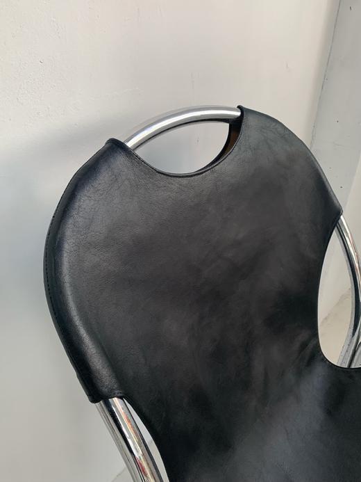 意大利1970s包豪斯皮面镀铬不锈钢座椅 商品图3