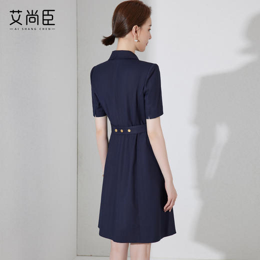高端职业洋装女2023夏季新款藏青色短袖西装裙薄款通勤气质正装 商品图4
