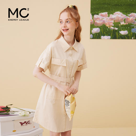 女装翻领大口袋设计配腰带连衣裙-97018Q3221015 商品图1