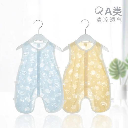 夏季薄款琵琶连体衣服男女宝宝轻薄透气背心无袖爬服开裆哈衣 商品图0