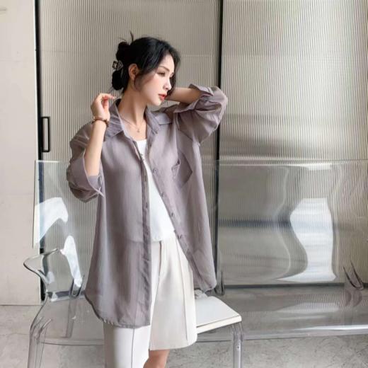 骆柒柒法式雪纺皱开衫！！面料柔软舒适，夏天穿着吸湿透气排汗版型宽松的版型，不挑身材自带慵懒感~ 商品图0