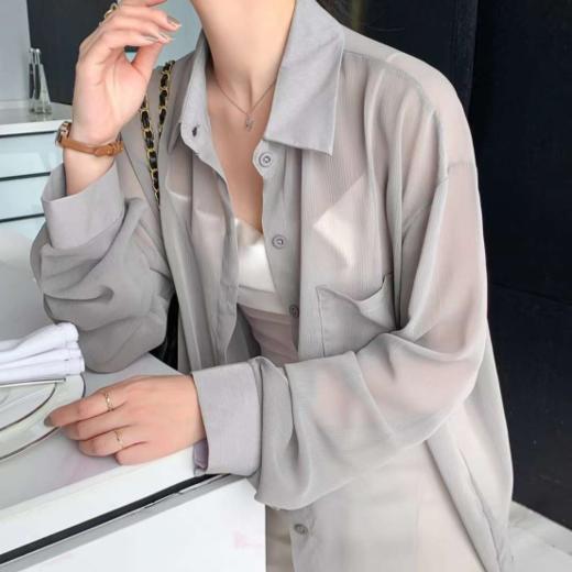 骆柒柒法式雪纺皱开衫！！面料柔软舒适，夏天穿着吸湿透气排汗版型宽松的版型，不挑身材自带慵懒感~ 商品图1