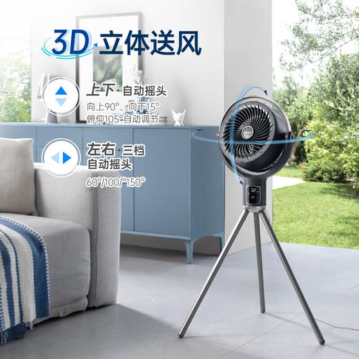 【摩飞负离子循环扇】摩飞负离子空气循环扇家用节能摇头立式大风力静音落地扇电风扇 商品图2