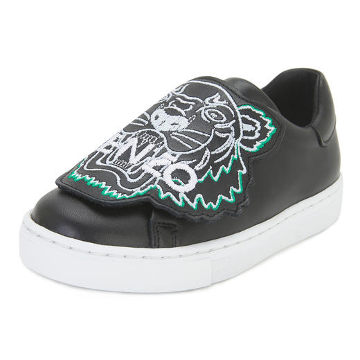 KENZO 高田贤三 男童黑色牛皮老虎头刺绣休闲板鞋 K59055 商品图1