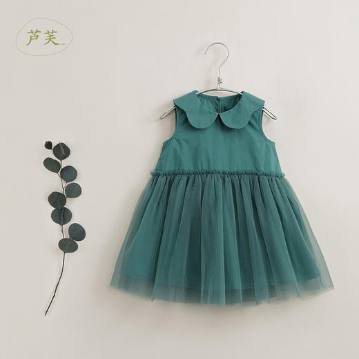 【马克珍妮 芦芙】新款夏装 女童娃娃领网纱连衣裙230776 商品图0