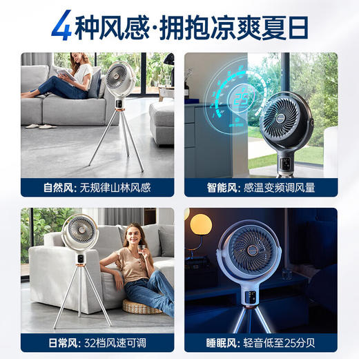 【摩飞负离子循环扇】摩飞负离子空气循环扇家用节能摇头立式大风力静音落地扇电风扇 商品图3