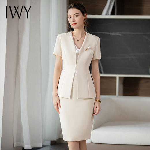 IWY/短袖职业西装套裙女夏季薄款气质上班时尚休闲高端名媛工作服CS1807 商品图1