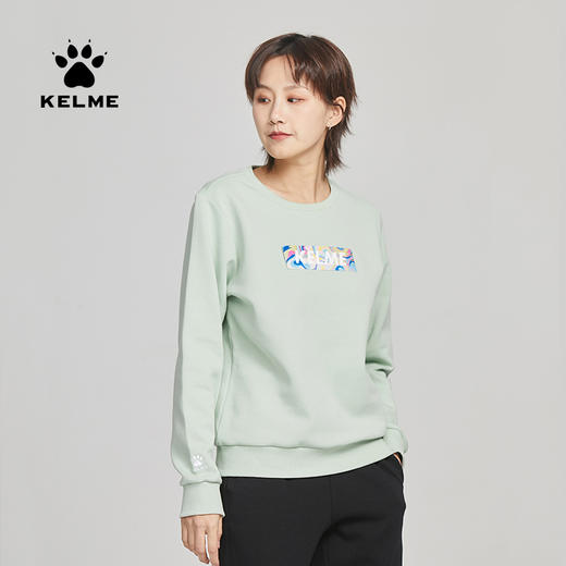 KELME卡尔美圆领卫衣女春季韩版时尚宽松休闲白色拼色字母上衣 商品图1