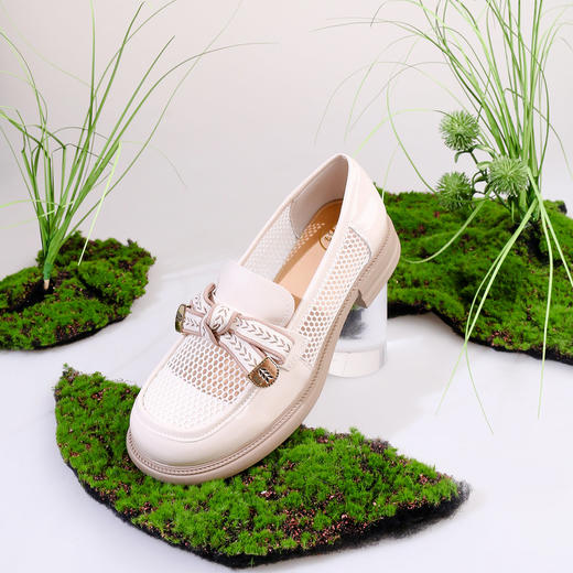 Safiya/索菲娅2023春季新品麦穗蝴蝶结网面休闲软底英伦JK小皮鞋 SF31112427 商品图9