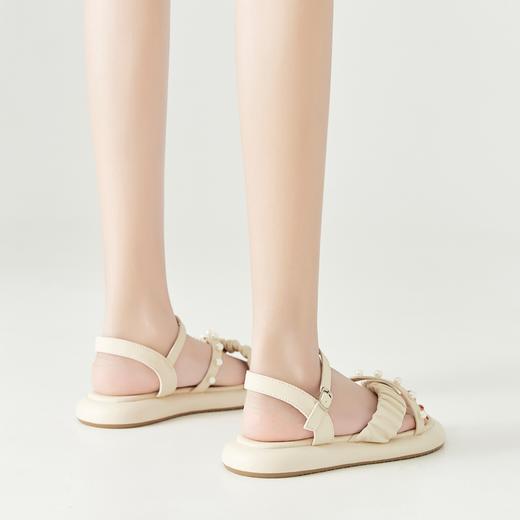 ZHR法式珍珠凉鞋女2023夏季新款仙女气质交叉一字带凉鞋软底轻便 商品图7