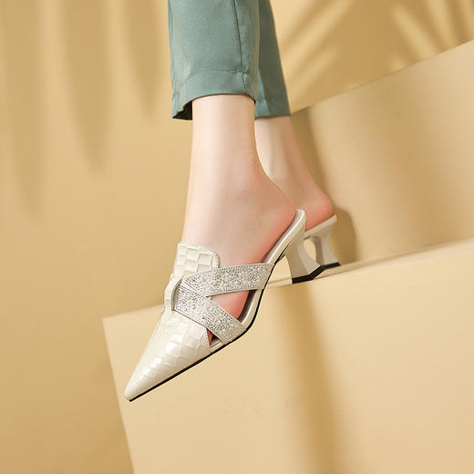 优雅百搭，尖头真皮高跟凉拖GLS602 商品图2