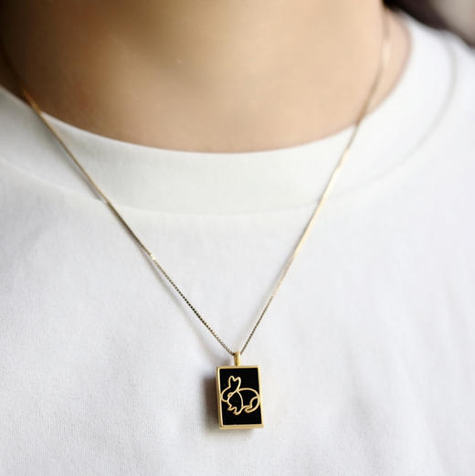 高冰种墨翠平安无事牌兔年生肖18k黄金镶嵌 商品图10