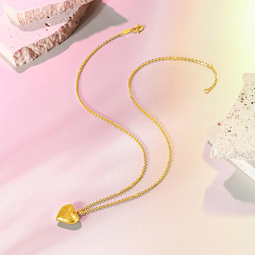 周六福新款爱心黄金项链女5G无极金系列计价足金项链送女友礼物 商品图4