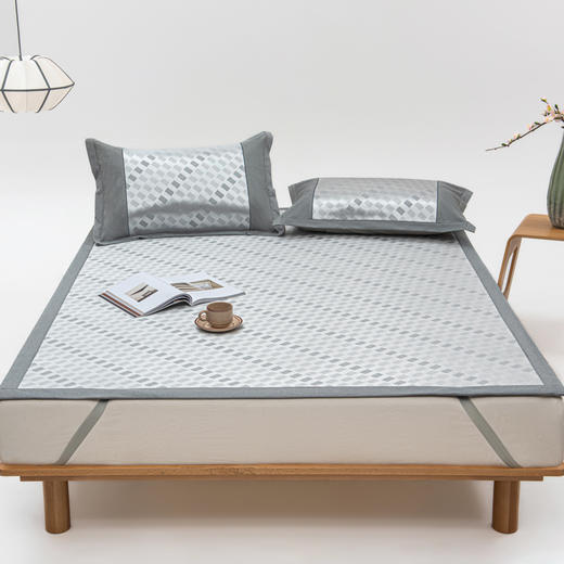 【小方格凉席】冰丝席冰丝凉席提花小方格凉席三件套可水洗折叠 商品图8