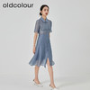 oldcolour2023夏季新款蓝色薄款高腰显瘦衬衫连衣裙女GN21101776 商品缩略图3