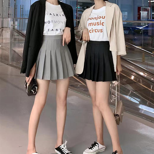 【自带安全裤 迷你百搭百褶裙】JK纯色显瘦百褶裙女半身裙 高腰A字小个子短裙学院风自带防走光 商品图3