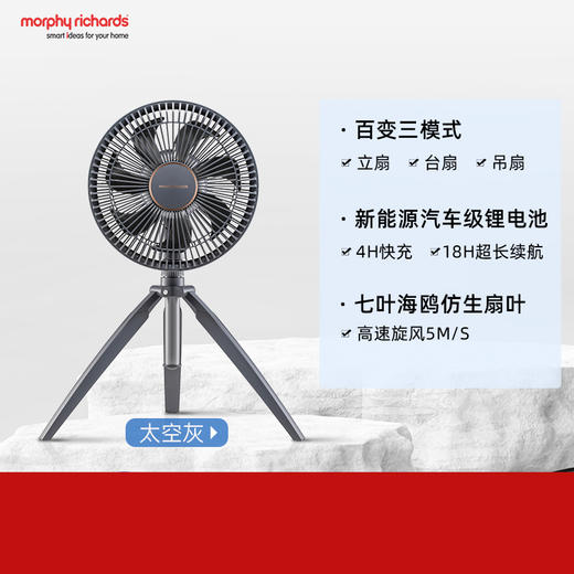 【摩飞户外露营可折叠风扇】摩飞电风扇户外露营多功能充电风扇钓鱼便携折叠小风扇家用落地扇 商品图1