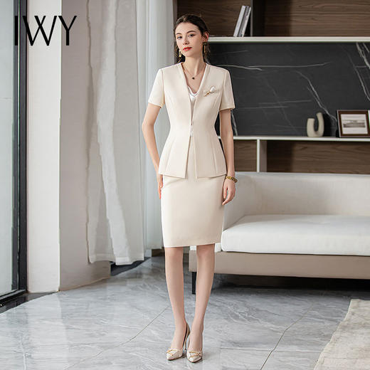 IWY/短袖职业西装套裙女夏季薄款气质上班时尚休闲高端名媛工作服CS1807 商品图3