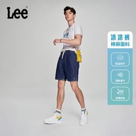 Lee商场同款23春夏新品棉麻凉凉裤蓝男牛仔短裤LMB100908101-908