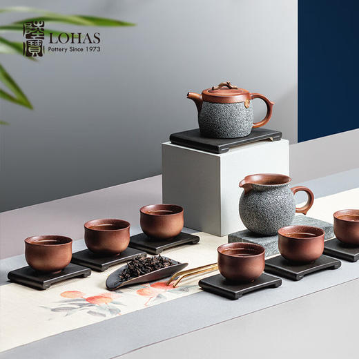 【特惠6折，仅1套，无货退款】陆宝陶瓷功夫茶具套装轻奢高档家用办公室茶器一壶六杯 泉林雅集 商品图0