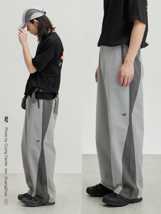 CryingCenter 中性灰利落拼接低腰抽绳风衣速干工装裤 哭喊中心 商品图0