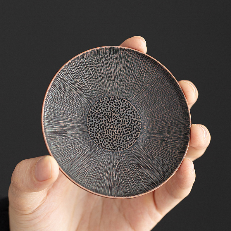 拉丝纹古铜色杯托杯托手工创意杯垫日式隔热杯垫复古功夫茶具茶杯托茶托茶垫茶道配件