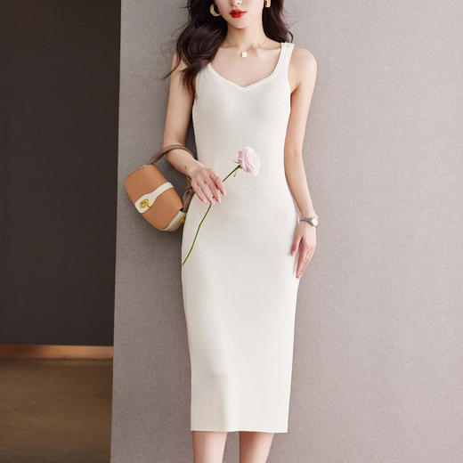 修身背心裙子法式气质吊带针织连衣裙CC-16-6692 商品图0