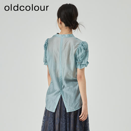 oldcolour夏季新款简约通勤宽松薄款天丝V领衬衫女GN21011783 商品图4