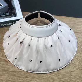 VVC印花防晒帽子女春夏防紫外线遮阳太阳帽遮脸大帽檐贝壳帽两用发箍