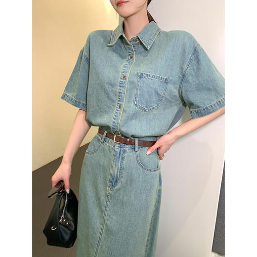 裁缝学苑AS46复古牛仔套装衬衫纸样半身裙女装服装做衣服打板裁剪 商品图3