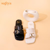Safiya/索菲娅2023夏季新品简约通勤低跟皮带扣真皮露趾凉拖鞋 SF32110170 商品缩略图6