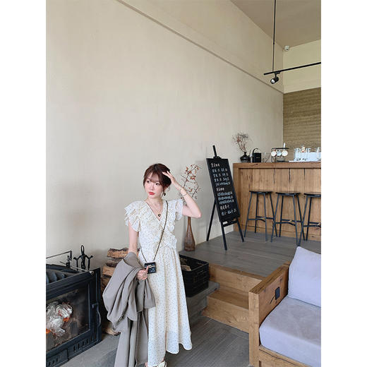 金蘑菇菇【路易十四蔷薇少女】温柔风荷叶领收腰波点出游连衣裙 商品图5