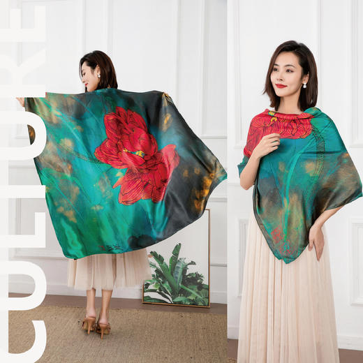 披肩丝巾 | 陈湘波老师花鸟画作品元素授权 纯手工艺术衍生品 品位生活【陈湘波艺术公益基金会 X ArtJi】现货包邮 | 一艺之间 艺术家精选文创推荐 商品图0