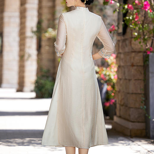 复古民族风，新中式改良旗袍修身假两件奥黛立领国潮刺绣连衣裙OG-6041 商品图2