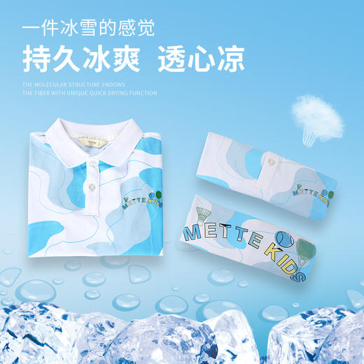 mettekids男童短袖t恤夏季蓝色迷彩上衣中大童休闲透气Polo衫童装 商品图1