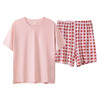 「两件套！四款配色」2023夏季短袖睡衣 女韩版短裤清新格子大码休闲家居服套装上衣裤子 商品缩略图4